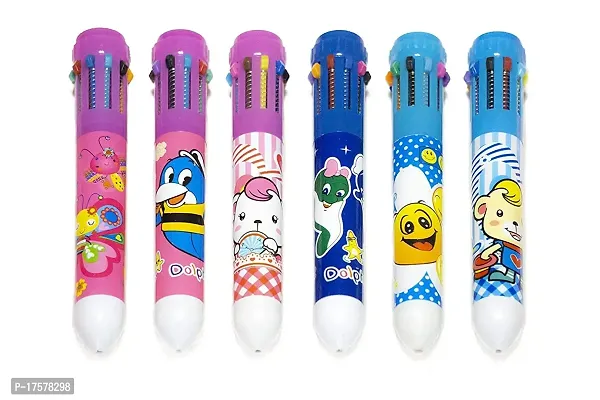 LITTLEMORE Pack Of 4 Multicolored 8 in 1 Pen Retractable Pens With Fun Designs For Kids And Adults | Birthday Return Gift Item | Pens For School Supplies, Home, Office Supplies-thumb0