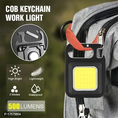 TASMAX Mini led cob Keychain Torch cob Rechargeable Keychain Light Keychain Emergency Lights Rechargeable led Light Keychain Light with Bottle Opener Keychain with 4 Modes cob Keychain Light (Square)-thumb3