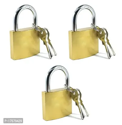 LITTLEMORE - Set of 3 Small Brass Pad Locks with 3 Keys 38mm Each, Padlocks for Luggage, Suitcase, Baggage Lock, International Locks for Luggage Bag Travelling Locks Padlock (Gold)