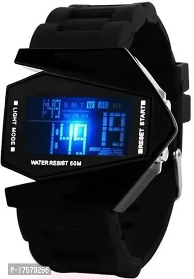 Zest4Kids - Multifunction Black LED Aircraft Model Wrist Watch with Light Digital Watch with Metal Case for Men, Boys