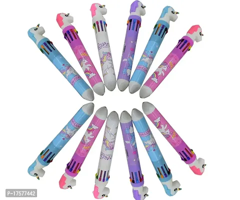 LITTLEMORE-10 in 1 UNICORN Ball Point PEN Beautiful Designer Birthday Return Gift for Kids (Pack of 12,