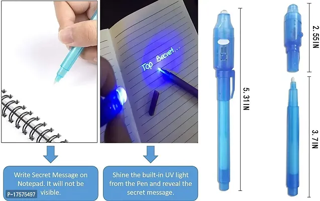 LITTLEMORE Secret Message Pen, Invisible Pen with Uv Light (Pack of 10) Multi-Function Pen-thumb2