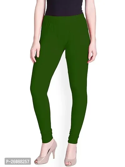 Fabulous Green Cotton Solid Leggings For Women-thumb0