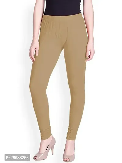 Fabulous Beige Cotton Solid Leggings For Women-thumb0