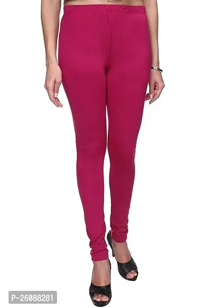 Fabulous Pink Cotton Solid Leggings For Women-thumb0