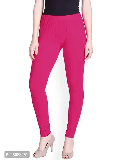 Fabulous Pink Cotton Solid Leggings For Women-thumb0