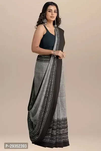 Stylish Grey Cotton Festivewear Saree For Women-thumb2