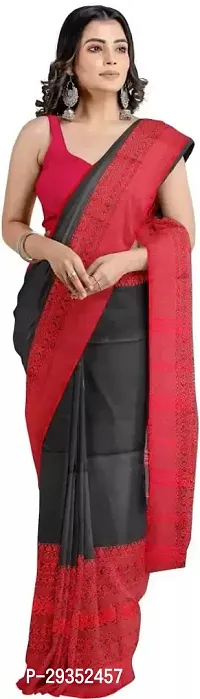 Stylish Black Cotton Festivewear Saree For Women-thumb0