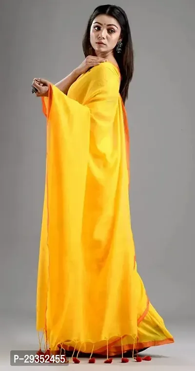 Stylish Yellow Cotton Festivewear Saree with Blouse piece For Women-thumb2