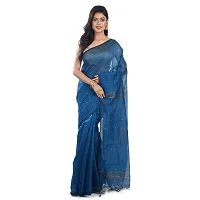 Stylish Blue Cotton Festivewear Saree with Blouse piece For Women-thumb1