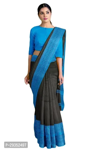 Stylish Black Cotton Festivewear Saree For Women-thumb3