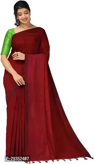 Stylish Maroon Cotton Festivewear Saree For Women