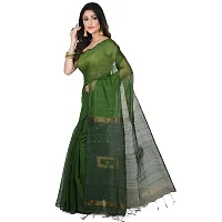 Stylish Green Cotton Festivewear Saree with Blouse piece For Women-thumb1