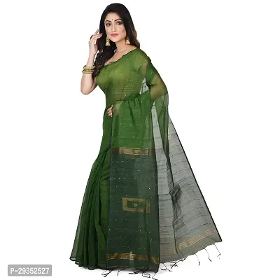 Stylish Green Cotton Festivewear Saree with Blouse piece For Women-thumb2