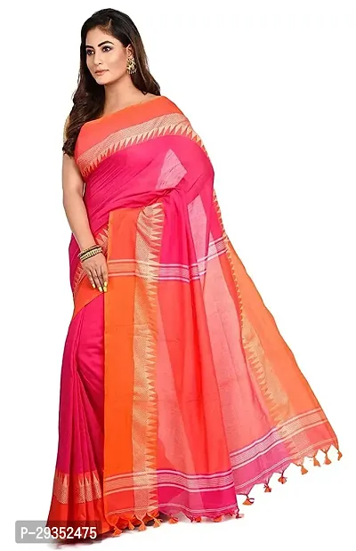 Stylish Pink Cotton Festivewear Saree with Blouse piece For Women-thumb2