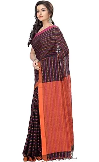 Stylish Black Cotton Festivewear Saree with Blouse piece For Women-thumb2