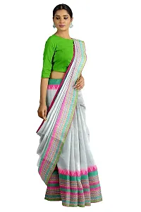 Stylish Grey Cotton Festivewear Saree with Blouse piece For Women-thumb1