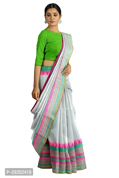 Stylish Grey Cotton Festivewear Saree with Blouse piece For Women-thumb2