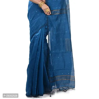 Stylish Blue Cotton Festivewear Saree with Blouse piece For Women-thumb4