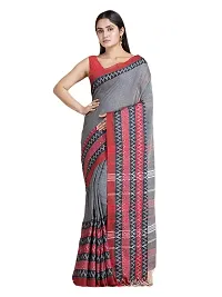 Stylish Grey Cotton Festivewear Saree For Women-thumb1