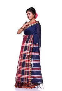 Stylish Navy Blue Cotton Festivewear Saree with Blouse piece For Women-thumb3