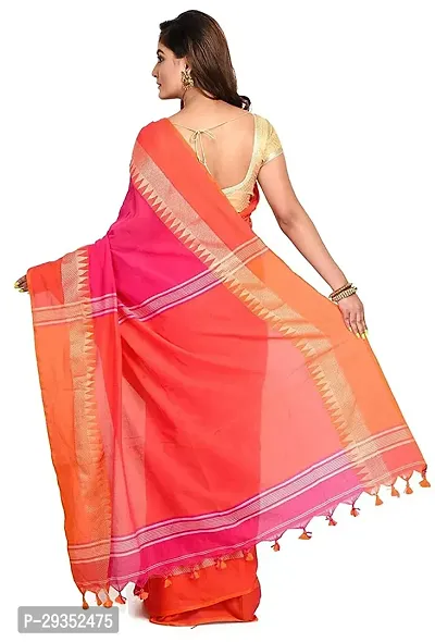 Stylish Pink Cotton Festivewear Saree with Blouse piece For Women-thumb3