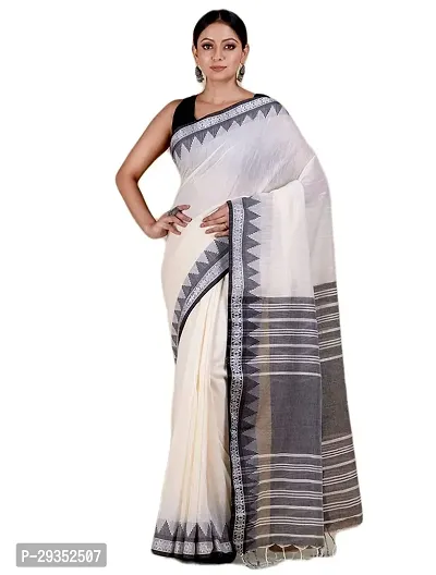 Stylish White Cotton Festivewear Saree For Women-thumb0