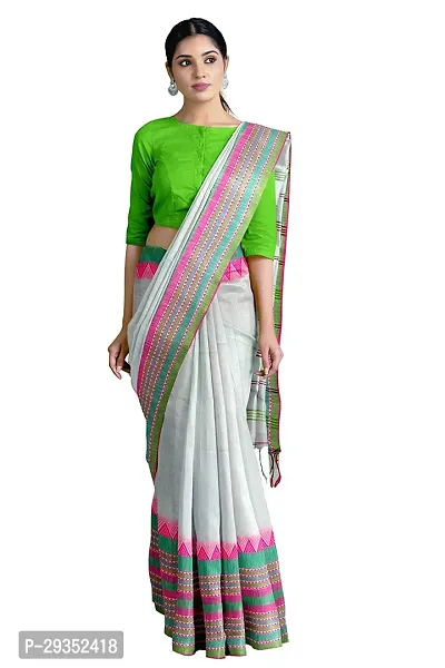 Stylish Grey Cotton Festivewear Saree with Blouse piece For Women-thumb0