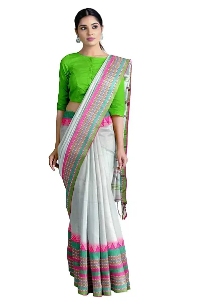 Sandhya Saree Women's Traditional Bengal Handloom Soft Khadi Begampuri Saree, (SS_Multi_017)