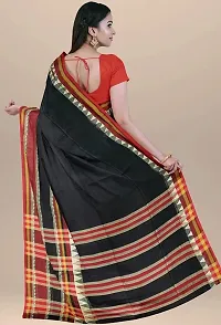 Stylish Black Cotton Festivewear Saree with Blouse piece For Women-thumb1