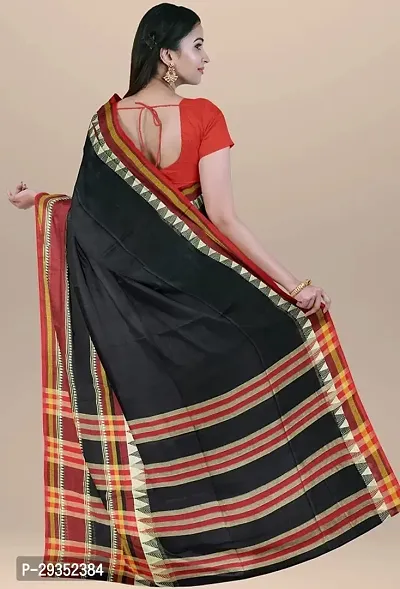 Stylish Black Cotton Festivewear Saree with Blouse piece For Women-thumb2