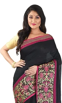 Stylish Black Cotton Festivewear Saree with Blouse piece For Women-thumb3