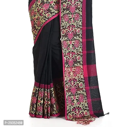 Stylish Black Cotton Festivewear Saree with Blouse piece For Women-thumb5