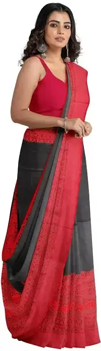 Stylish Black Cotton Festivewear Saree For Women-thumb1