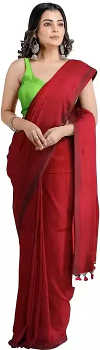 Stylish Maroon Cotton Festivewear Saree For Women-thumb3