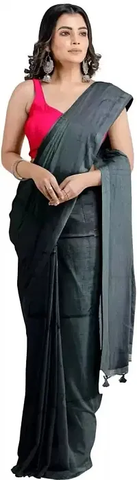 Stylish Black Cotton Festivewear Saree For Women-thumb1