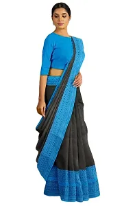 Stylish Black Cotton Festivewear Saree For Women-thumb3