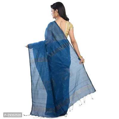 Stylish Blue Cotton Festivewear Saree with Blouse piece For Women-thumb5