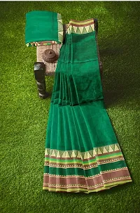 Stylish Green Cotton Festivewear Saree For Women-thumb1