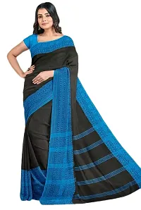 Stylish Black Cotton Festivewear Saree For Women-thumb1