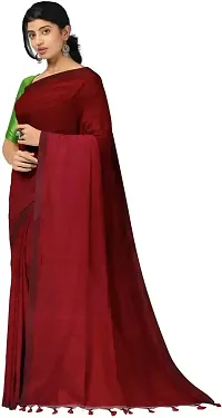 Stylish Maroon Cotton Festivewear Saree For Women-thumb1