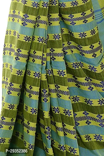 Stylish Green Cotton Festivewear Saree with Blouse piece For Women-thumb3