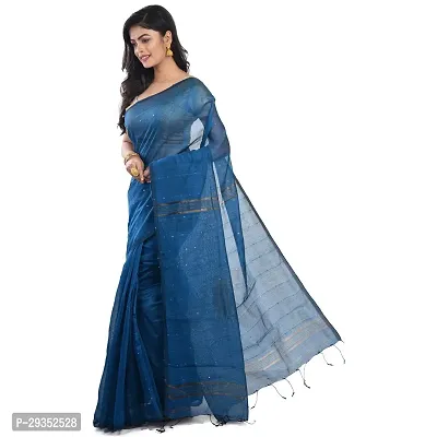 Stylish Blue Cotton Festivewear Saree with Blouse piece For Women-thumb3