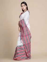 Stylish White Cotton Festivewear Saree with Blouse piece For Women-thumb2