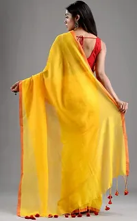 Stylish Yellow Cotton Festivewear Saree with Blouse piece For Women-thumb2