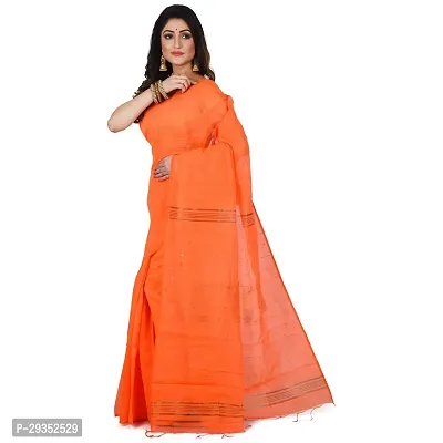 Stylish Orange Cotton Festivewear Saree with Blouse piece For Women-thumb2