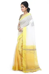 Stylish White Cotton Festivewear Saree with Blouse piece For Women-thumb1