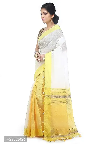 Stylish White Cotton Festivewear Saree with Blouse piece For Women-thumb2