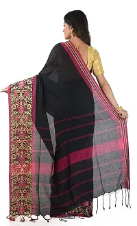 Stylish Black Cotton Festivewear Saree with Blouse piece For Women-thumb2