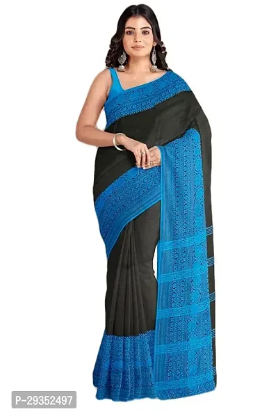 Stylish Black Cotton Festivewear Saree For Women-thumb0